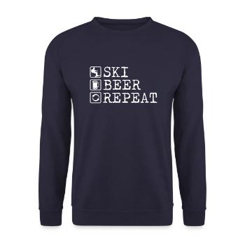 Ski et bière! Idée cadeau vacances au ski - Sweat-shirt Unisexe - marine - Devant - Alina (178cm) & Michal (187cm)