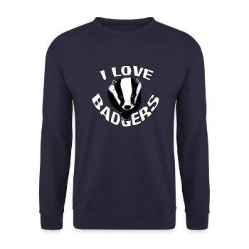 Ich Liebe Dachse Geschenk - Unisex Pullover - Navy - Vorne - Alina (178cm) & Michal (187cm)