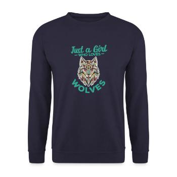 Wolf - Unisex Pullover - Navy - Vorne - Alina (178cm) & Michal (187cm)