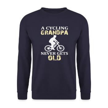 A Cycling Grandpa Never Gets Old | cycle - Unisex Sweatshirt - navy - Front - Alina (178cm) & Michal (187cm)