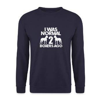 Boxer Hund - Unisex Pullover - Navy - Vorne - Alina (178cm) & Michal (187cm)