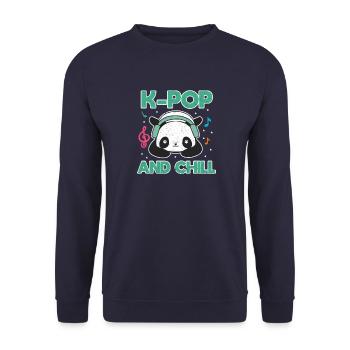 K-Pop - Unisex Pullover - Navy - Vorne - Alina (178cm) & Michal (187cm)