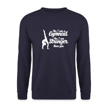 Turnerin Turner Turnen Gymnastik Gymnast Geschenk - Unisex Pullover - Navy - Vorne - Alina (178cm) & Michal (187cm)