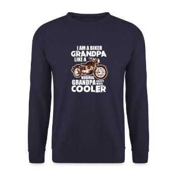 Biker Opa - Unisex Pullover - Navy - Vorne - Alina (178cm) & Michal (187cm)