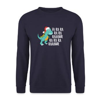 Dinosaurier Weihnachten - Unisex Pullover - Navy - Vorne - Alina (178cm) & Michal (187cm)