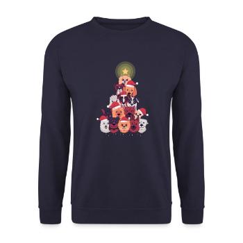 Dog Christmas Tree - Unisex Sweatshirt - navy - Front - Alina (178cm) & Michal (187cm)