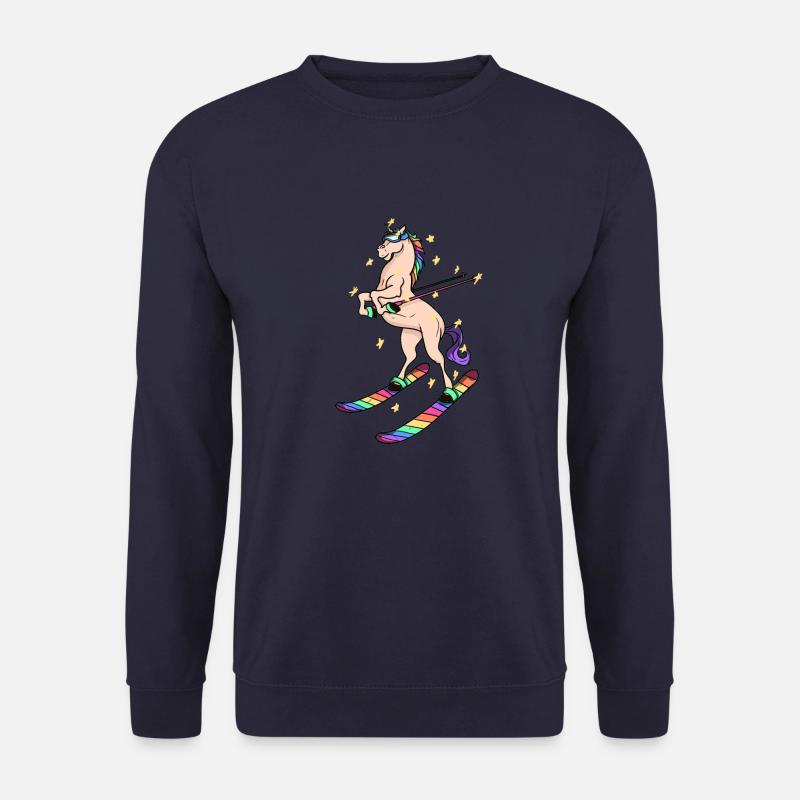Einhorn auf Ski Skifahrer Alpen Winter Geschenk - Unisex Pullover - Navy