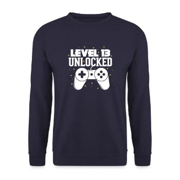 13. Geburtstag - Unisex Pullover - Navy - Vorne - Alina (178cm) & Michal (187cm)