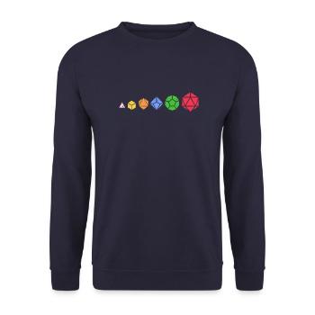 D20 Würfel Evolution Gamer Gaming Fantasy Geschenk - Unisex Pullover - Navy - Vorne - Alina (178cm) & Michal (187cm)