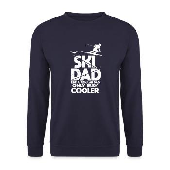 Ski Vater Skifahrer Skifahren Wintersport Geschenk - Unisex Pullover - Navy - Vorne - Alina (178cm) & Michal (187cm)