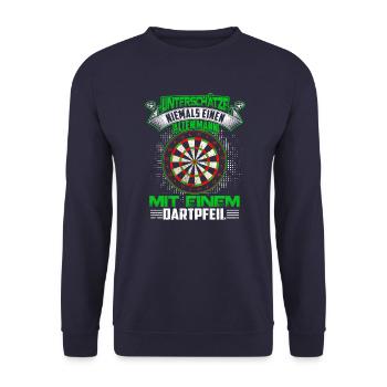 Lustige Dart Shirts Darten Dartspieler - Unisex Pullover - Navy - Vorne - Alina (178cm) & Michal (187cm)