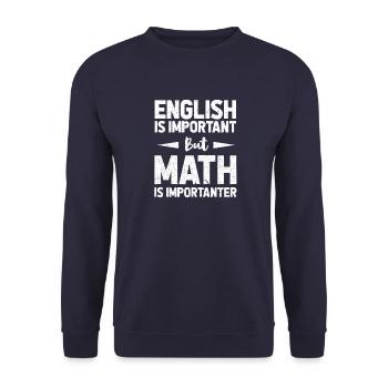 Math English Mathematics Mathematician Gift - Unisex Sweatshirt - navy - Front - Alina (178cm) & Michal (187cm)