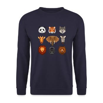 Animals Wilderness Panda Lion Wolf Giraffe Bear Gift - Unisex Sweatshirt - navy - Front - Alina (178cm) & Michal (187cm)