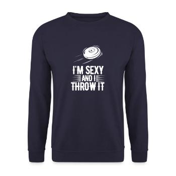 Frisbee Ultimate Disc Golf Discgolf Sport Geschenk - Unisex Pullover - Navy - Vorne - Alina (178cm) & Michal (187cm)