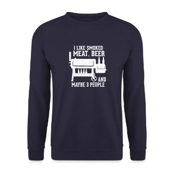 Smoker BBQ BBQ BBQ Meat Beer Gift - Unisex Sweatshirt - navy - Front - Alina (178cm) & Michal (187cm)