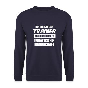 Lustiges Trainer Geschenk Manschafts Shirt - Unisex Pullover - Navy - Vorne - Alina (178cm) & Michal (187cm)