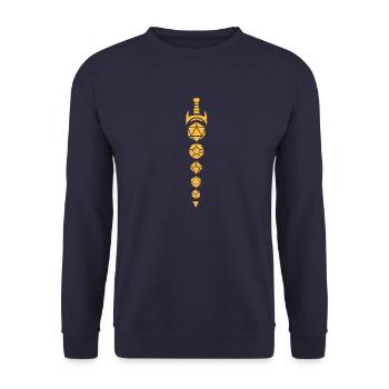 D20 Schwert DM Brettspiel Gamer Retro Geschenk - Unisex Pullover - Navy - Vorne - Alina (178cm) & Michal (187cm)