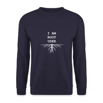 Root User - Administrator IT Informatik - Unisex Pullover - Navy - Vorne - Alina (178cm) & Michal (187cm)