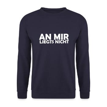 an mir liegts nicht - Unisex Pullover - Navy - Vorne - Alina (178cm) & Michal (187cm)