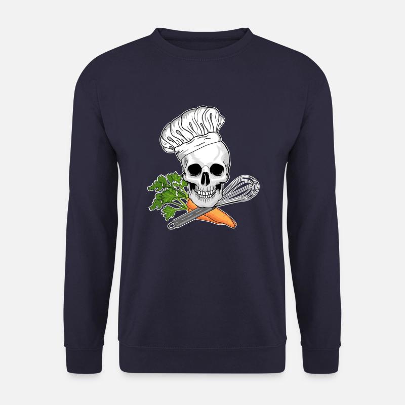 Koch Kochen Köchin Küche Totenkopf Essen Vegan - Unisex Pullover - Navy