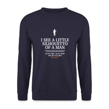 Je vois un peu le silhouetto d'un homme - Sweat-shirt Unisexe - marine - Devant - Alina (178cm) & Michal (187cm)