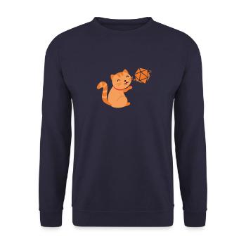 D20 Katze - Unisex Pullover - Navy - Vorne - Alina (178cm) & Michal (187cm)