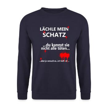 Funny partner gift - Smile my darling - Unisex Sweatshirt - navy - Front - Alina (178cm) & Michal (187cm)