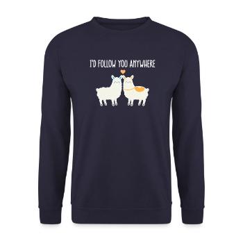 Alpaka Lama Lustig Paare Geschenk Valentinstag - Unisex Pullover - Navy - Vorne - Alina (178cm) & Michal (187cm)