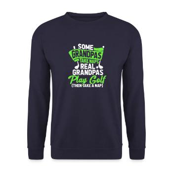Golfer Opa - Unisex Pullover - Navy - Vorne - Alina (178cm) & Michal (187cm)