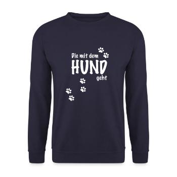 qui va avec le chien drôle en disant fans de chien - Sweat-shirt Unisexe - marine - Devant - Alina (178cm) & Michal (187cm)