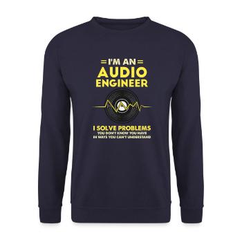 Ich bin ein Audio Engineer Gift - Unisex Pullover - Navy - Vorne - Alina (178cm) & Michal (187cm)