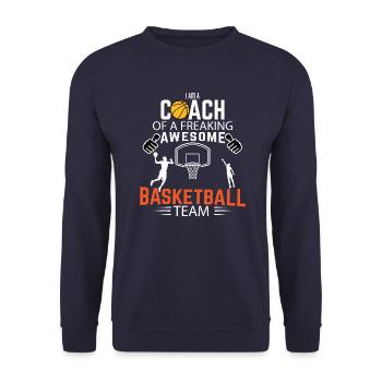 I AM A COACH OF A FREAKING AWESOME BASKETBALL TEAM - Unisex Pullover - Navy - Vorne - Alina (178cm) & Michal (187cm)