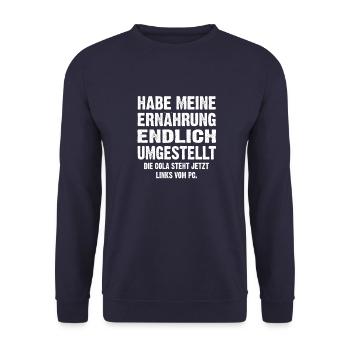 HABE MEINE ERNÄHRUNG UMGESTELLT - Unisex Pullover - Navy - Vorne - Alina (178cm) & Michal (187cm)