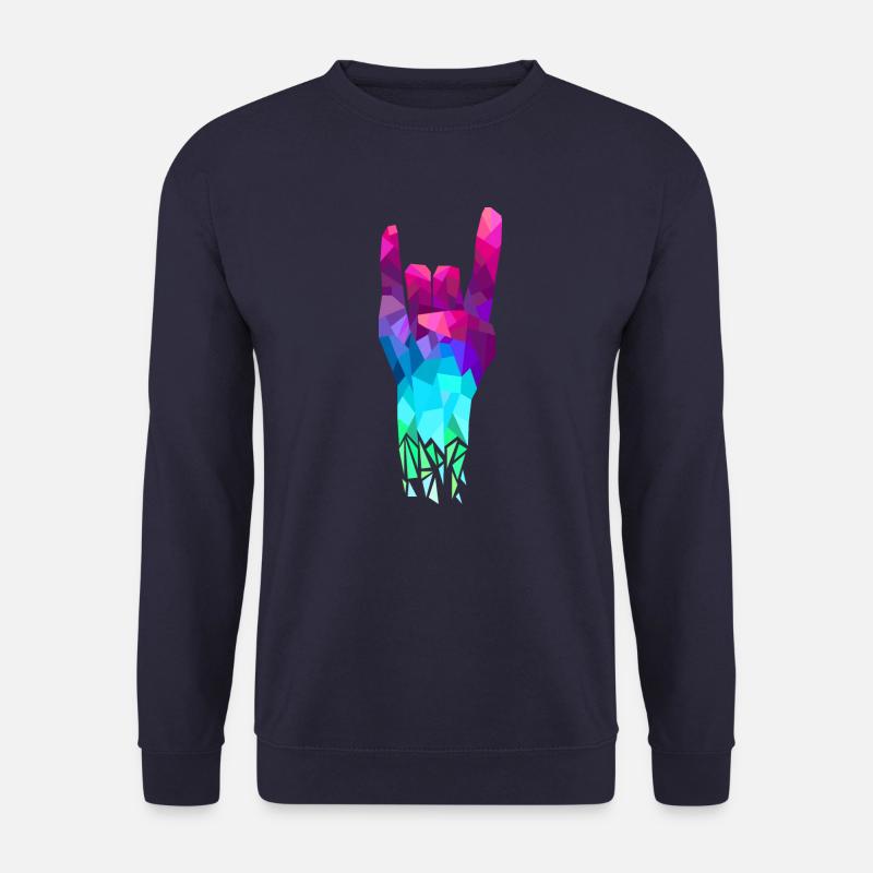 Geometric Rock Hand Handzeichen Rock n Roll - Unisex Pullover - Navy