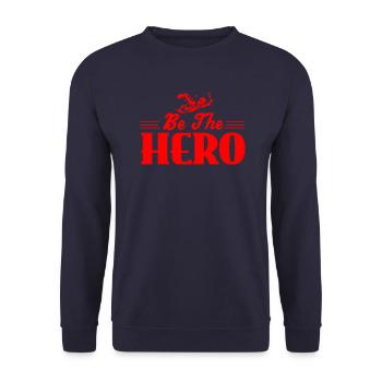 Swim Shirt · Be The Hero · Gift - Unisex Sweatshirt - navy - Front - Alina (178cm) & Michal (187cm)