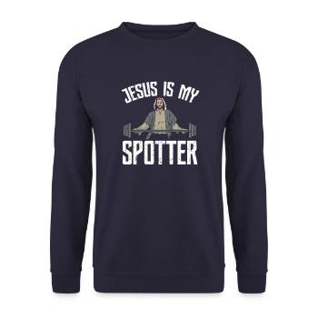 Jésus is my moqueur Christ catholique évangélique - Sweat-shirt Unisexe - marine - Devant - Alina (178cm) & Michal (187cm)