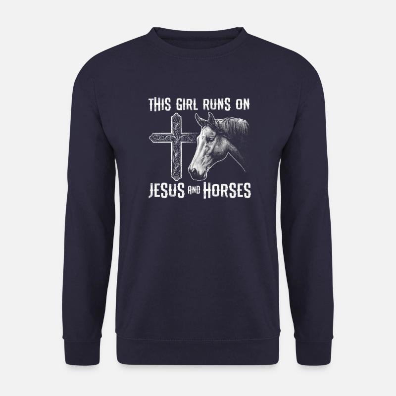 Jesus Pferde Religiös Reiter Christlich Geschenk - Unisex Pullover - Navy