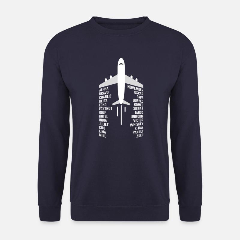 Aviatik Pilot Flugzeug phonetisches Alphabet - Unisex Pullover - Navy