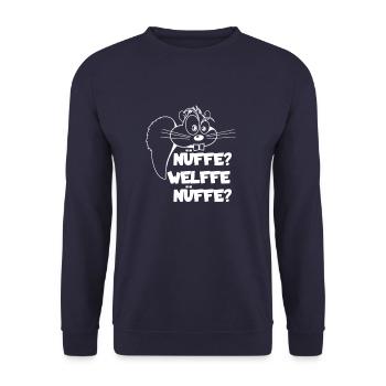 Nüffe Welffe Nüffe Eichhörnchen Geschenk - Unisex Pullover - Navy - Vorne - Alina (178cm) & Michal (187cm)