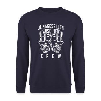 jga crew junggesellenabschied totenkopf - Unisex Pullover - Navy - Vorne - Alina (178cm) & Michal (187cm)