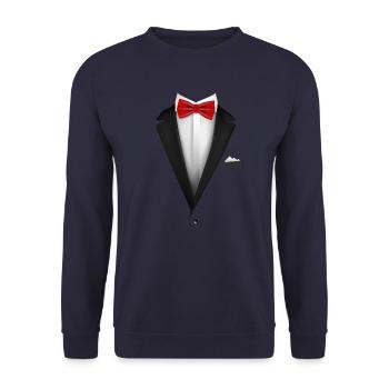 Tuxedo design with Red Bowtie For Weddings And - Unisex Sweatshirt - navy - Front - Alina (178cm) & Michal (187cm)