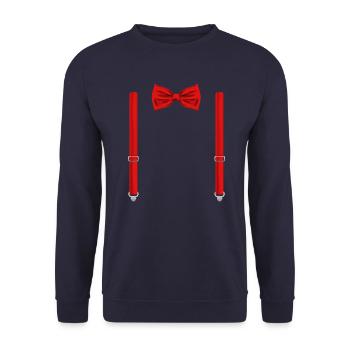 Red Bow Tie With Suspenders Funny Wedding Gift - Unisex Sweatshirt - navy - Front - Alina (178cm) & Michal (187cm)