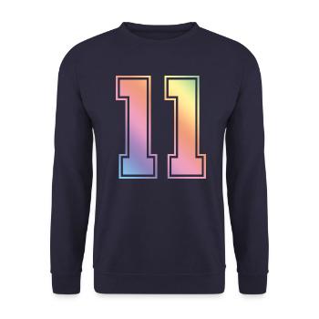 11 Zahl Bunt - Unisex Pullover - Navy - Vorne - Alina (178cm) & Michal (187cm)