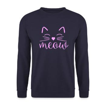 Meow Cute Cat Face. Funny Costume product for Cat - Unisex Sweatshirt - navy - Front - Alina (178cm) & Michal (187cm)