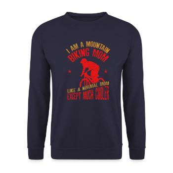 I Am A Mountain Biking Mom Lustiges Zitat für Mama - Unisex Pullover - Navy - Vorne - Alina (178cm) & Michal (187cm)