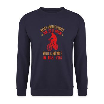 Ne sous-estimez jamais un vieil homme avec un vélo dans - Sweat-shirt Unisexe - marine - Devant - Alina (178cm) & Michal (187cm)