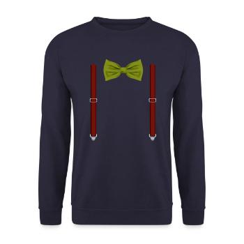 Drôle de nœud papillon vert avec bretelles rouges Parfait - Sweat-shirt Unisexe - marine - Devant - Alina (178cm) & Michal (187cm)
