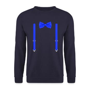 Funny Blue Bow Tie with Suspenders Perfect - Unisex Sweatshirt - navy - Front - Alina (178cm) & Michal (187cm)