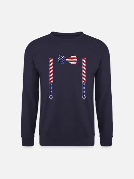 Drôle de nœud papillon du drapeau des États-Unis avec bretelles parfaites - Sweat-shirt Unisexe - marine