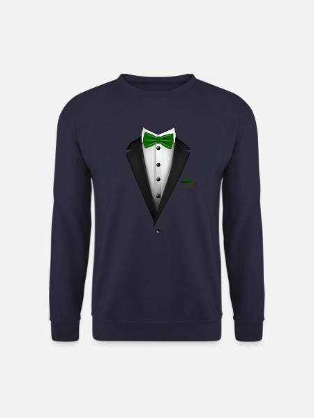 Smoking med grønn sløyfe til bryllup og - Genser unisex - marine